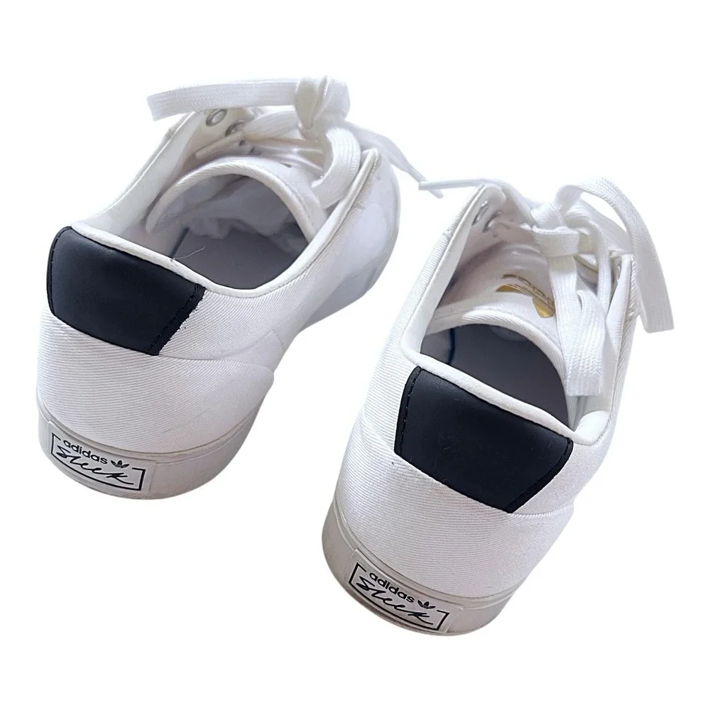 Adidas Sleek White Sneakers Rainbow and Gold Logo Canvas Shoes Womens 9M - Picture 6 of 7